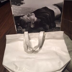 New Donna Karan faux leather white tote bag